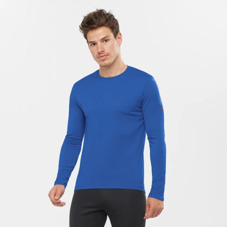 Camiseta Salomon Agile Long Sleeve Masculino Azuis | PT N69178